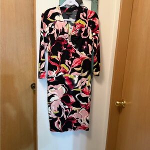 BOLD Elements Black and Pink Floral Long Sleeve Dress
